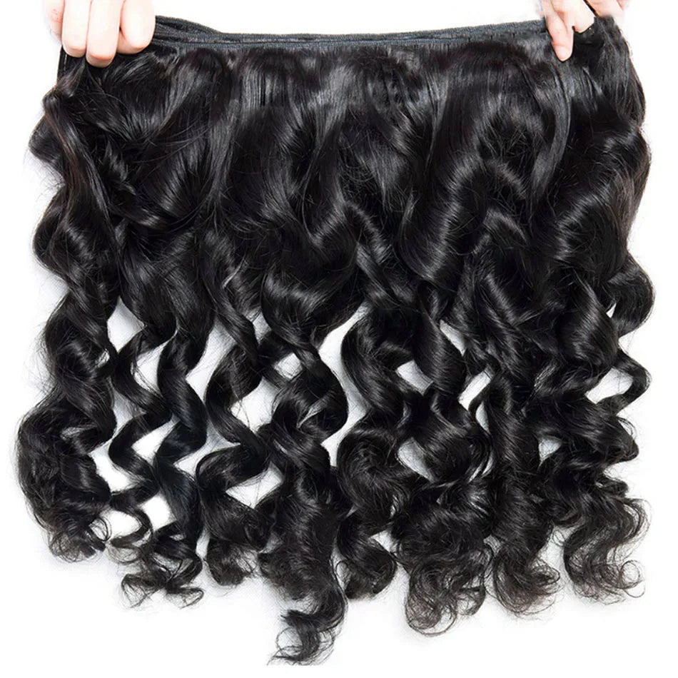 Human Hair Weave Bundles 12A Brazilian Loose Wave Bundles With HD Lace Closure 3/4 Bundles Deal Sale Human Hair With Frontal