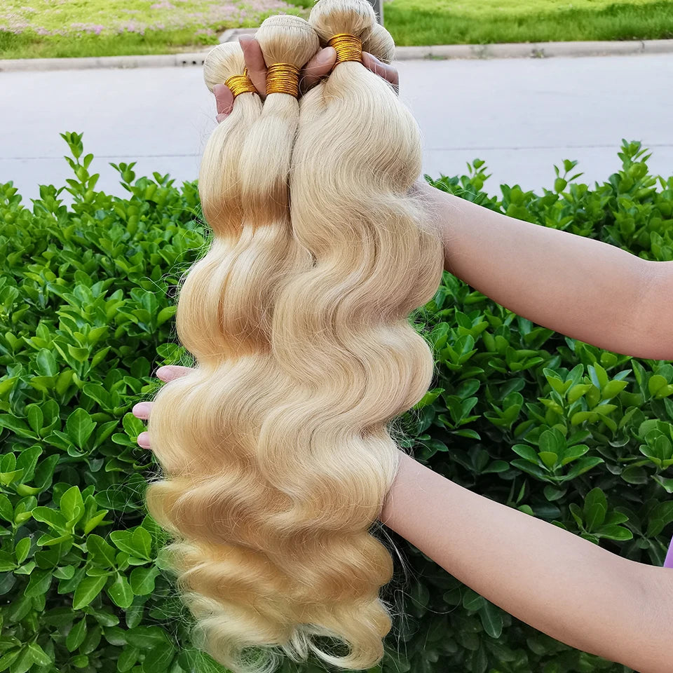 613 Blonde Bundles Virgin Human Hair 10-30 Inch Body Wave Human Hair Bundles Honey Blonde 1 2 3 4 Bundles Cheap Remy Human Hair