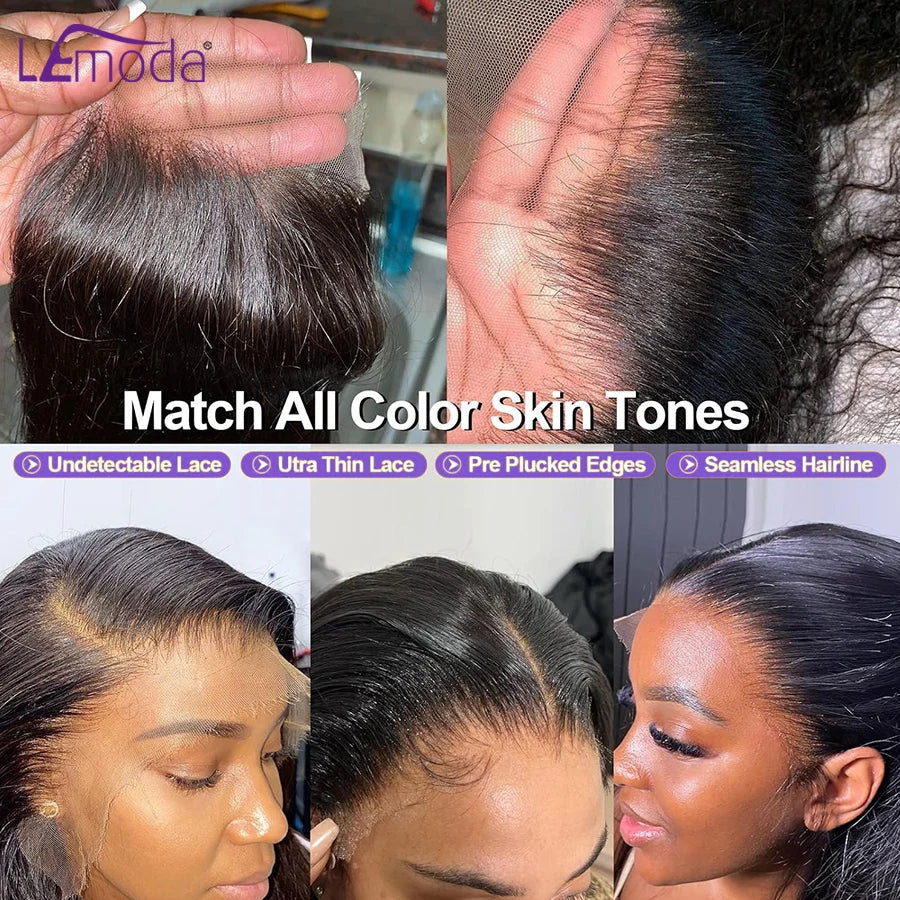 Lemoda 4x4 5x5 6x6 HD Lace Closure Straight Transparent Lace Frontal Closure Peruvian Remy Human Hair 14-24 Inch Lace Closure