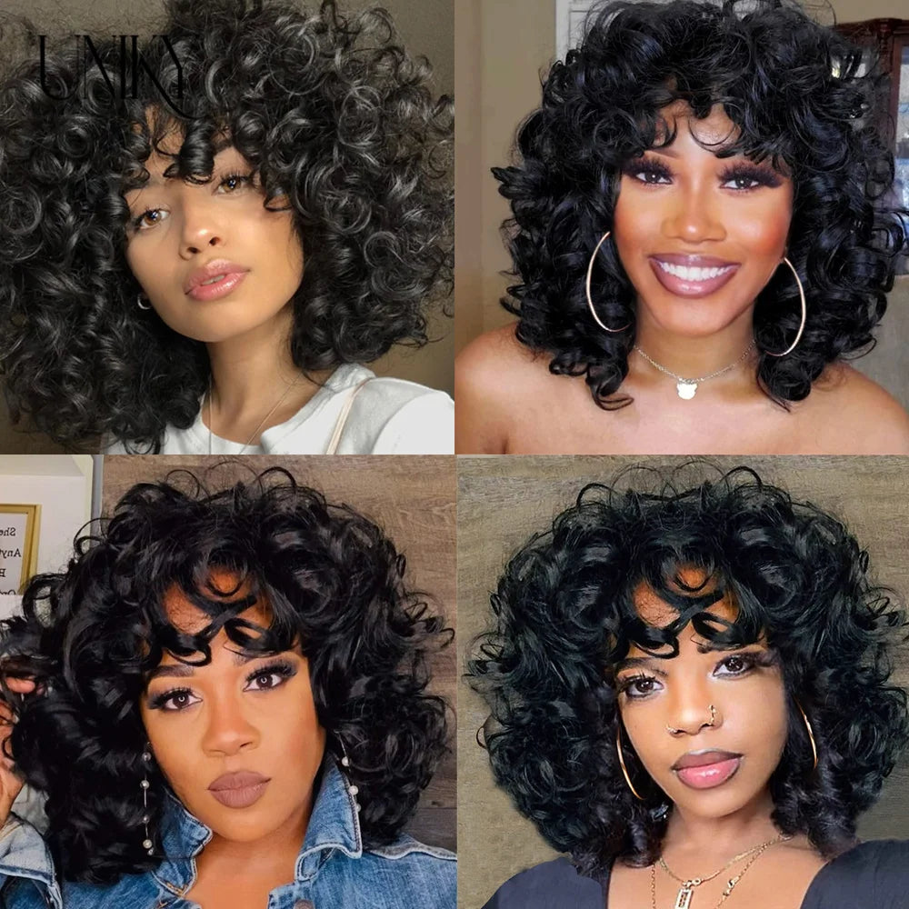 Short Bouncy Curly Human Hair Bundles 100% Human Hair Weft Brazilian Hair Weave Bundle Cheap short deep loose ocean wave bundles