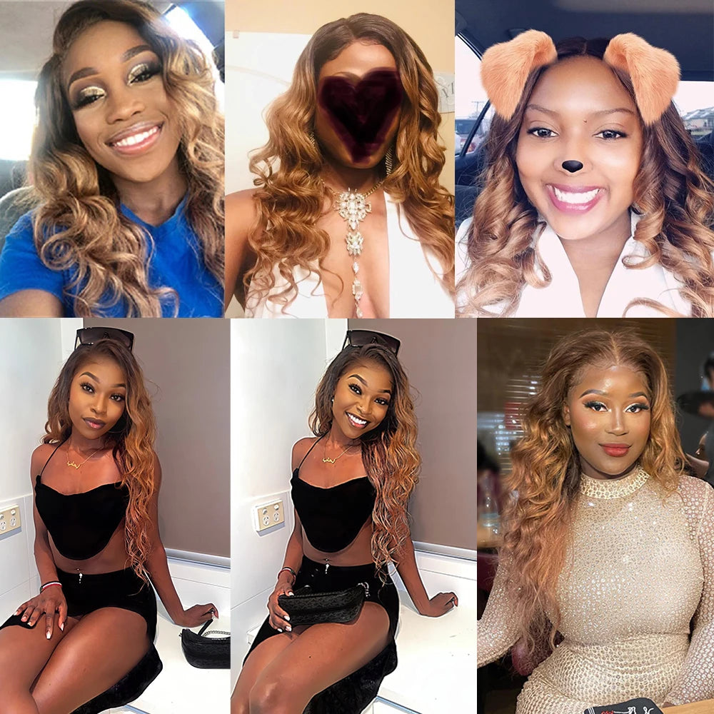 Ombre Bundles With Closure Brazilian Hair Weave Bundles With Closure Brown T4/30 Colored Human Hair Bundles With Closure