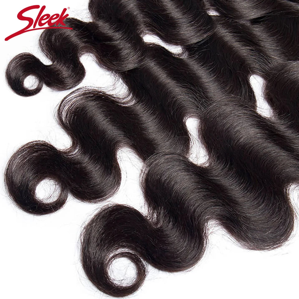 Sleek Body Wave Bundles Peruvian Hair Weave Bundles 1/3/4 PCS Human Hair Bundles Natural 8 To 32 34 36 Inch Remy Hair Extensions