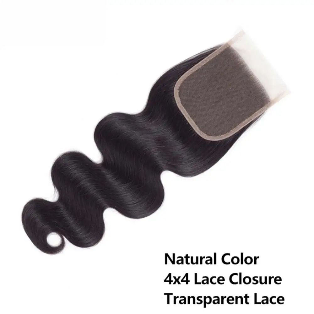 13x4 HD Transparent Lace Frontal Human Hair Pre-plucked Brazilian Body Wave 4x4 Lace Closures Only Remy Hair Wholesale