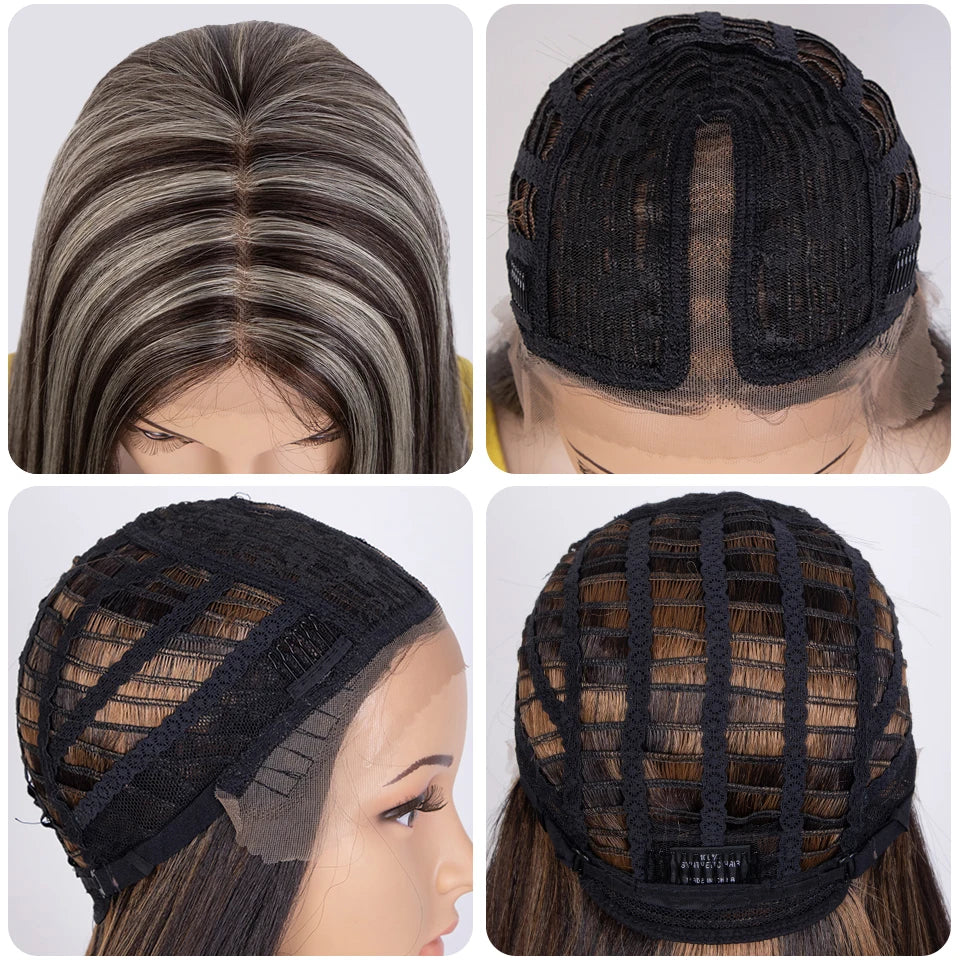 Noble Cosplay Synthetic Lace  Wig Straight Hair 30" Ombre Blonde Wig Cosplay Wig For Black Women Synthetic Lace Wig