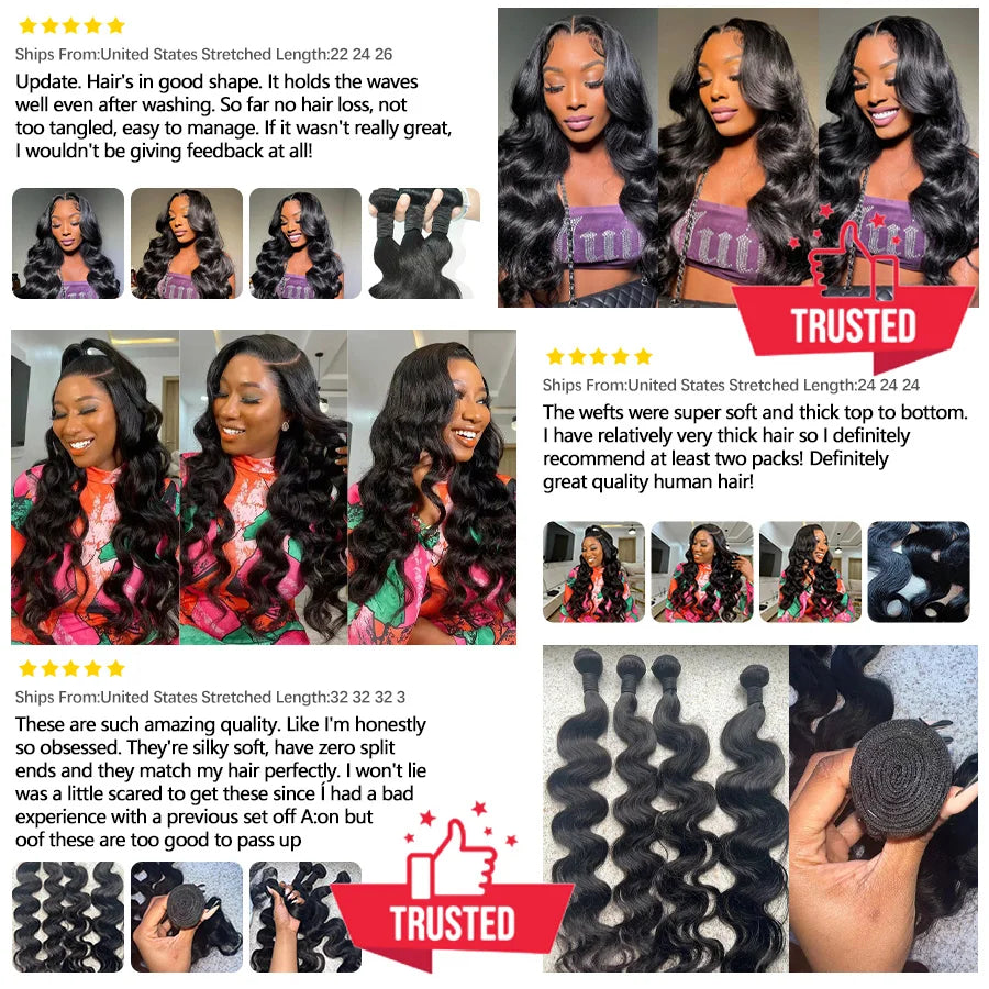 36 38 40 Inch Body Wave Bundles Human Hair Extensions 100% Remy Human Hair Raw Indian Hair Bundles 1/3/4 Pcs Raw Hair Bundles