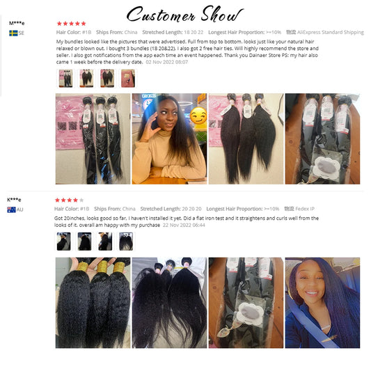 Peruvian Kinky Straight Bundles 3/4 Lot 100% Human Hair Bundles Remy Hair Extensions Human Hair Yaki Straight Hair Bundles