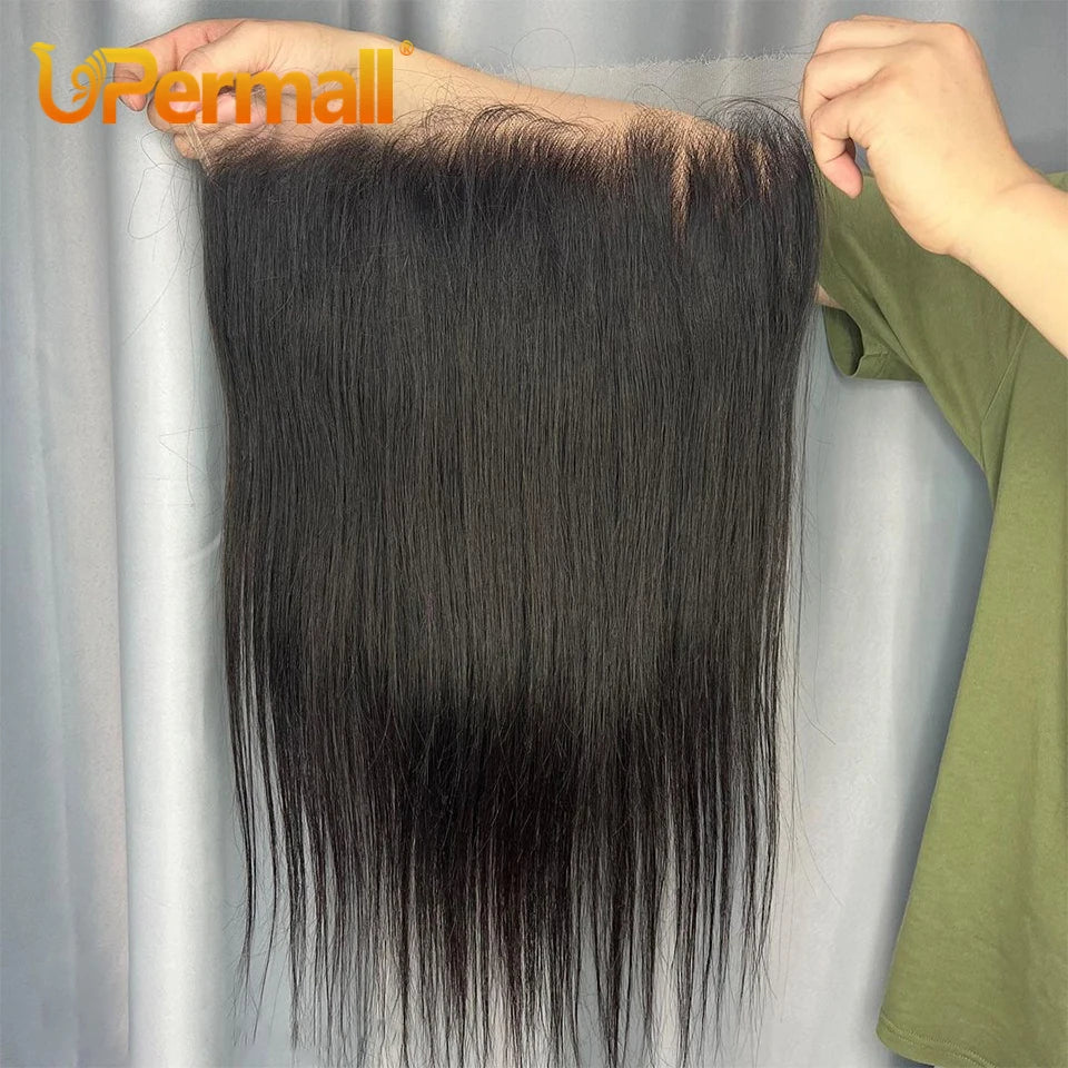 Upermall HD 13x6 13x4 Lace Frontal Straight Pre Plucked 4X4 5x5 6x6 Swiss Full Closure Only Natural Black 100% Remy Human Hair