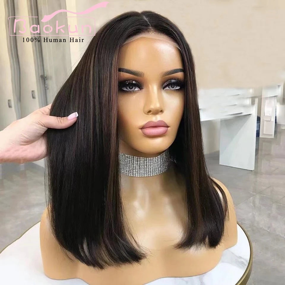 13x4 Short Ash Blonde Lace Front Wig Human Hair 360 Lace Frontal Wig Highlight Bob Straight Lace Front Wigs For Women Human Hair