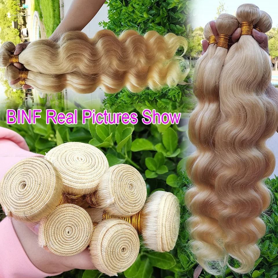 613 Blonde Bundles Virgin Human Hair 10-30 Inch Body Wave Human Hair Bundles Honey Blonde 1 2 3 4 Bundles Cheap Remy Human Hair