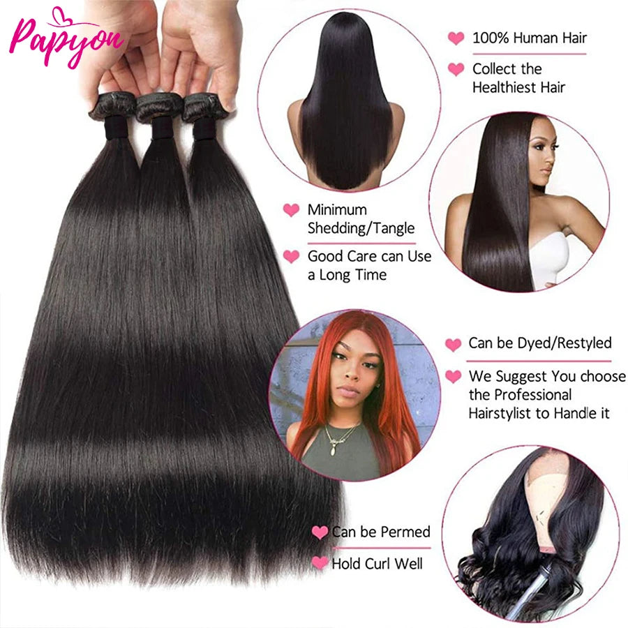 Straight Human Hair Bundles Human Hair Weaving Brazilian Hair Extensions Hair Delivery In 3 Days Bundles Human Hair Straight
