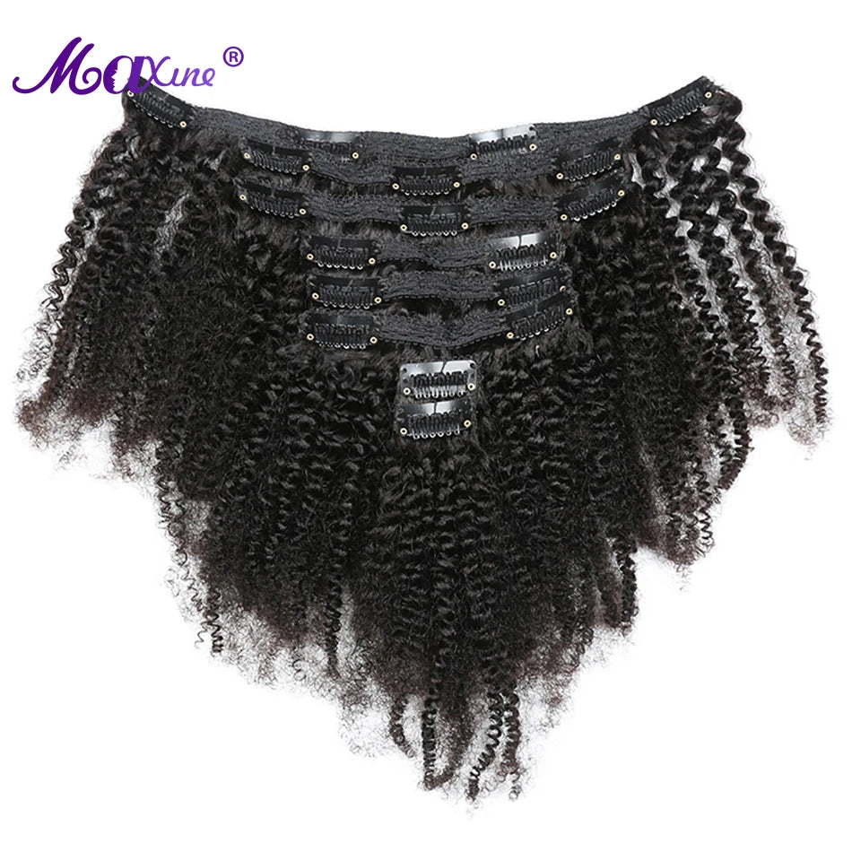Maxine Curly Clip In Hair Extensions Human Natural Black Hair Full Head Sets 4A 4B Afro Kinky Curly Clip Ins Human Hair Bundles