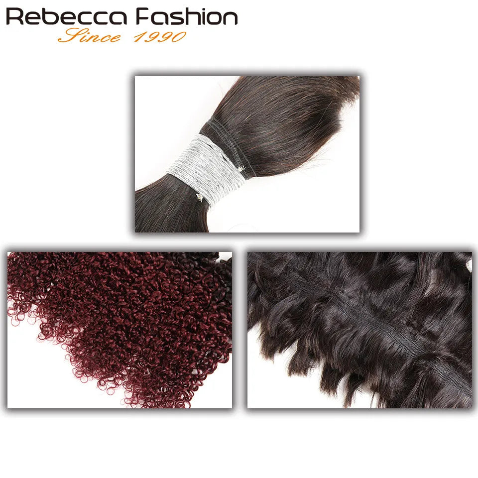 Rebecca 3 Bundles Human Braiding Hair Bulk Hair For Braiding Remy Indian Deep Wave Hair Wave Bulk Extensions Free Shipping