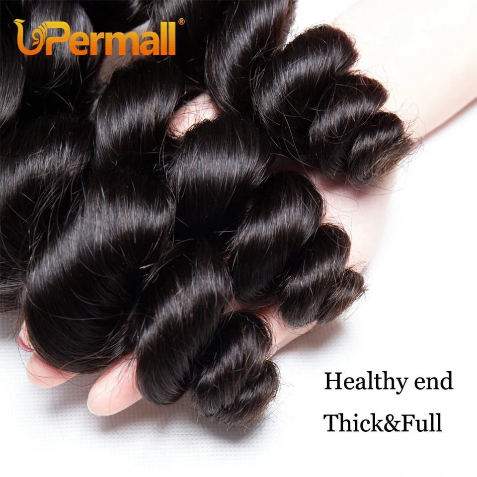 Upermall Loose Wave 5x5 4x4 Lace Closure Pre Plucked Swiss HD Transparent 13x4 Ear To Ear Frontal Free Part 100% Remy Human Hair