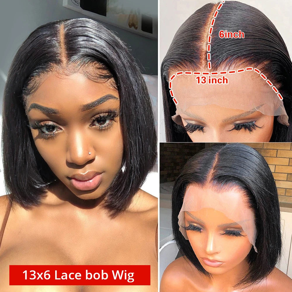 Short Bob Hair Wig Human Hair Brazilian 13x4 Lace Front Human Hair Wigs For Women Bone Straight Human Hair HD Lace Wig Glueless