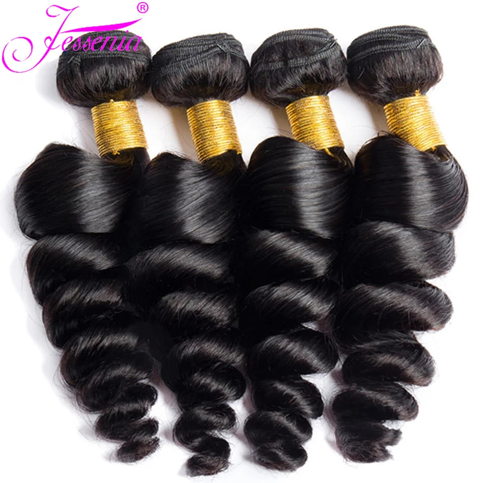 Human Hair Weave Bundles 12A Brazilian Loose Wave Bundles With HD Lace Closure 3/4 Bundles Deal Sale Human Hair With Frontal