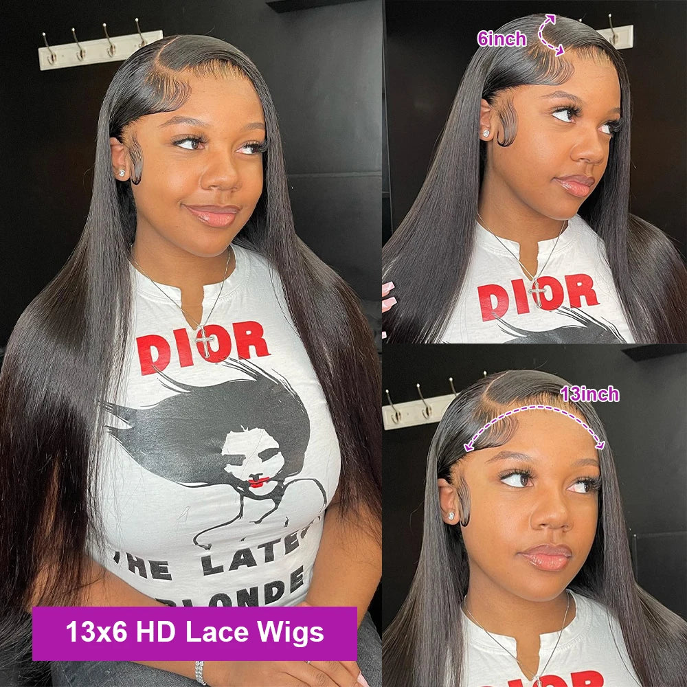 13x6 Lace Wig Straight Brazilian Natural Women Human Hair Wig Remy HD Transparent 13x4 Lace Frontal Human Hair Wigs Pre Plucked