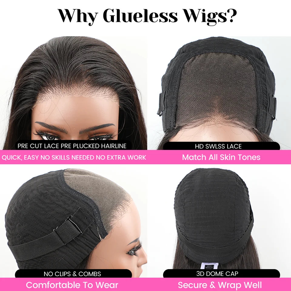 Glueless Wig Human Hair Wear And Go Bob Wig Ready To Wear Water wave Preplucked Human Wigs HD Lace Pre Bleached ISEE Hair