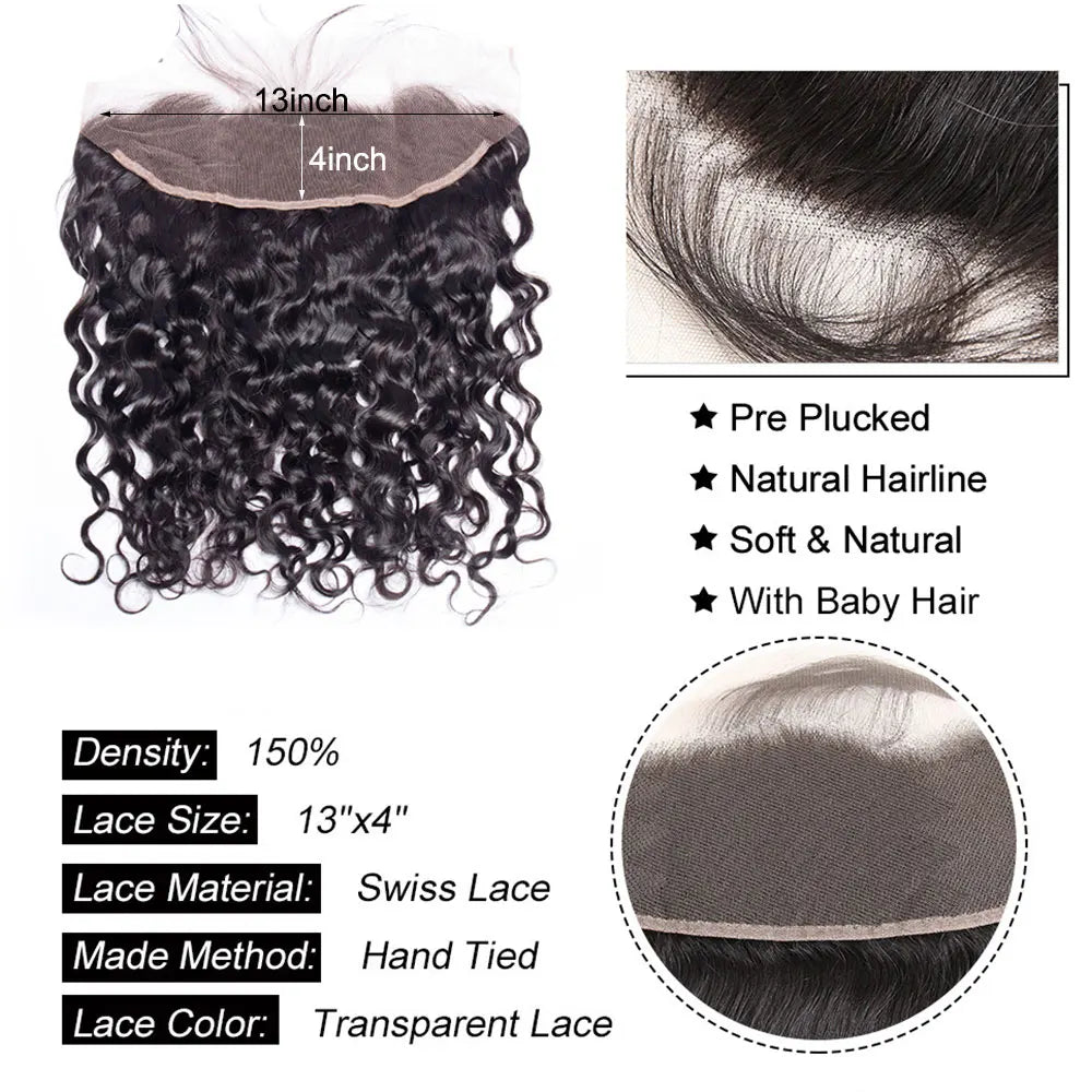 Newmi Water Wave Closure Human Hair 4x4 5x5 6x6 Lace Closure Water Wave 13x4 13x6  Lace Frontal Extensions Pre Plucked