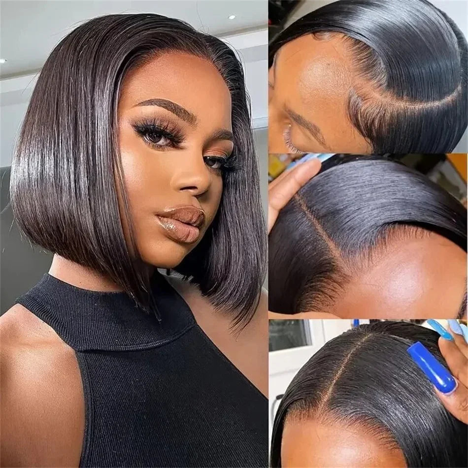 Wiggogo Short Bob Wig Lace Front Human Hair Wigs 13X4 Hd Lace Frontal Wig Straight Human Hair Wigs Glueless Wig 4x4 Closure Wigs