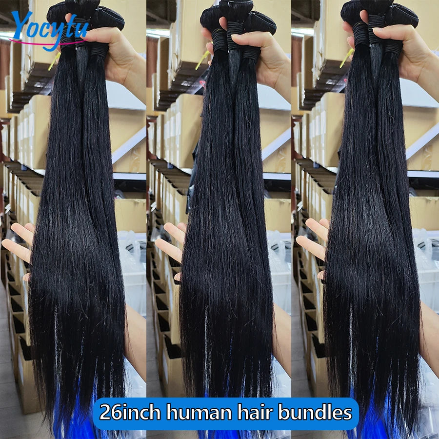 26 26 26 Inch Straight Human Hair Bundles Brazilian Weave 100% Human Hair Extension Natural Black Color Thick Ends Straight Human Hair Bundles 2-5 Days Fast Delivery On Sale Free Shipping