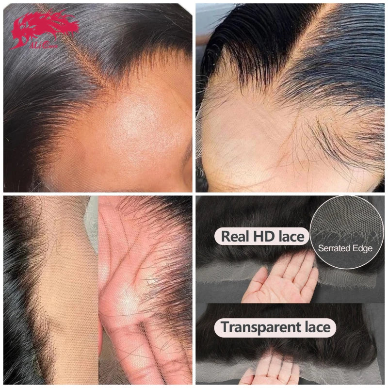 Ali Queen Hair Products 4x4 5x5 6x6 7x7 HD Lace Closure Invisible Melt Skin Full Frontal 13x6 13x4 Indian Virgin Hair