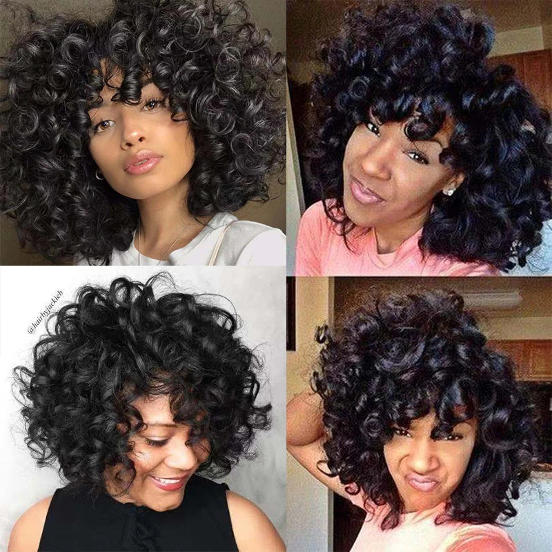 Brazilian Hair Weave Bundles 100% Human Hair Bundles Funmi Hair 6 Pcs Short Curly Hair Bundles Colored Raw Human Hair Extension