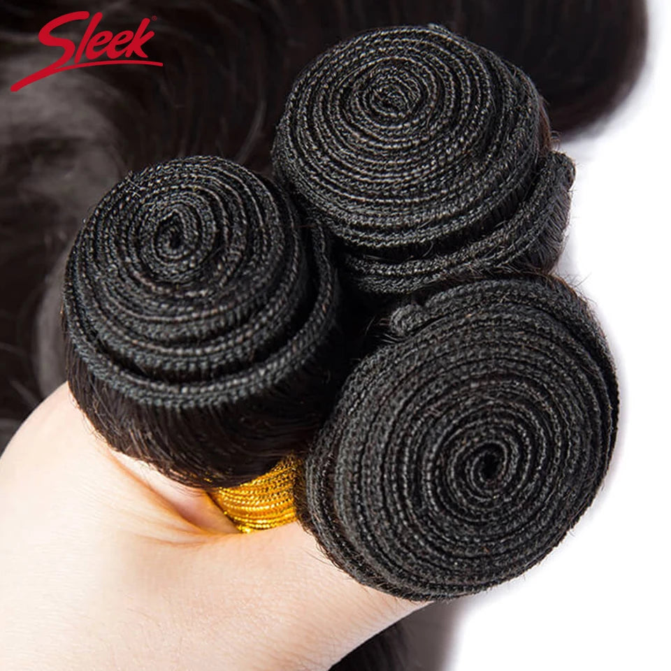 Sleek Body Wave Bundles Peruvian Hair Weave Bundles 1/3/4 PCS Human Hair Bundles Natural 8 To 32 34 36 Inch Remy Hair Extensions
