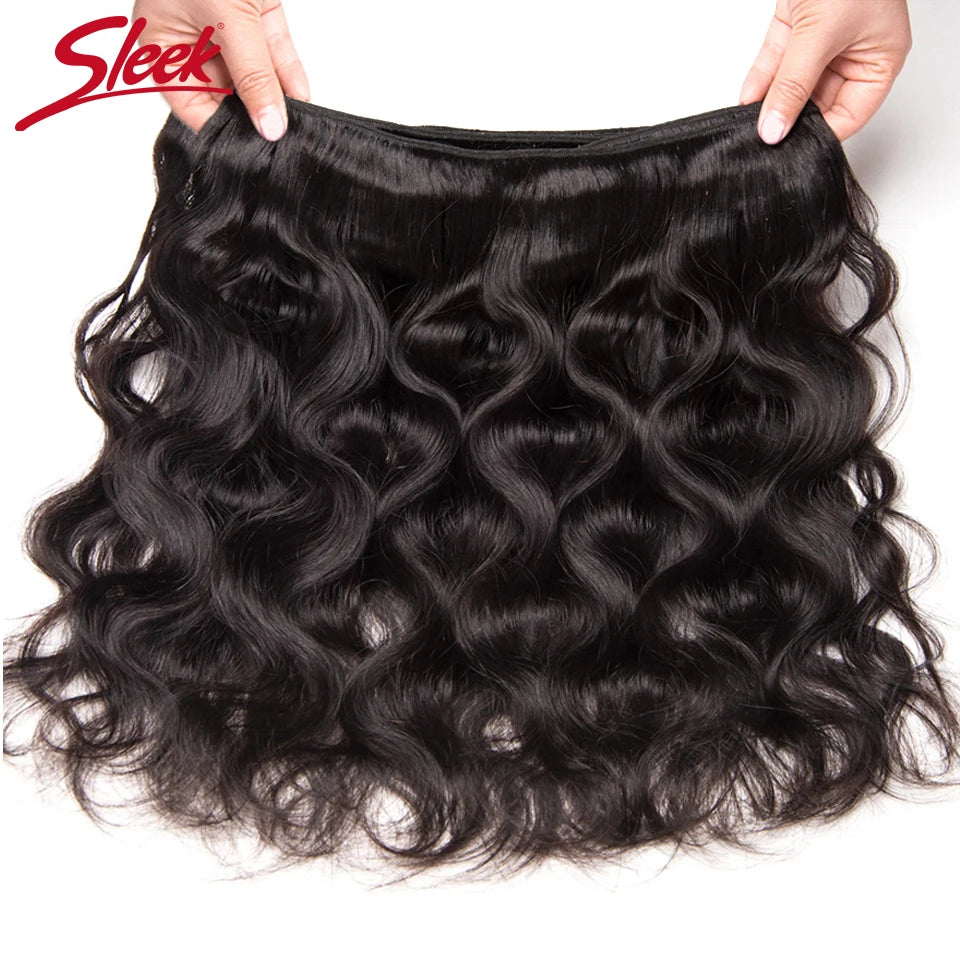 Sleek Body Wave Bundles Peruvian Hair Weave Bundles 1/3/4 PCS Human Hair Bundles Natural 8 To 32 34 36 Inch Remy Hair Extensions