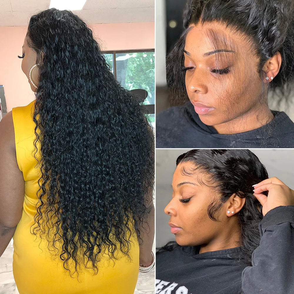 13x4 deep wave frontal Wig deep wave clear HD Lace Front Wig 13x6 Curly Transparent Lace Front Wig human hair Wig Brazilian Bleach Knot Lace Wig for black women