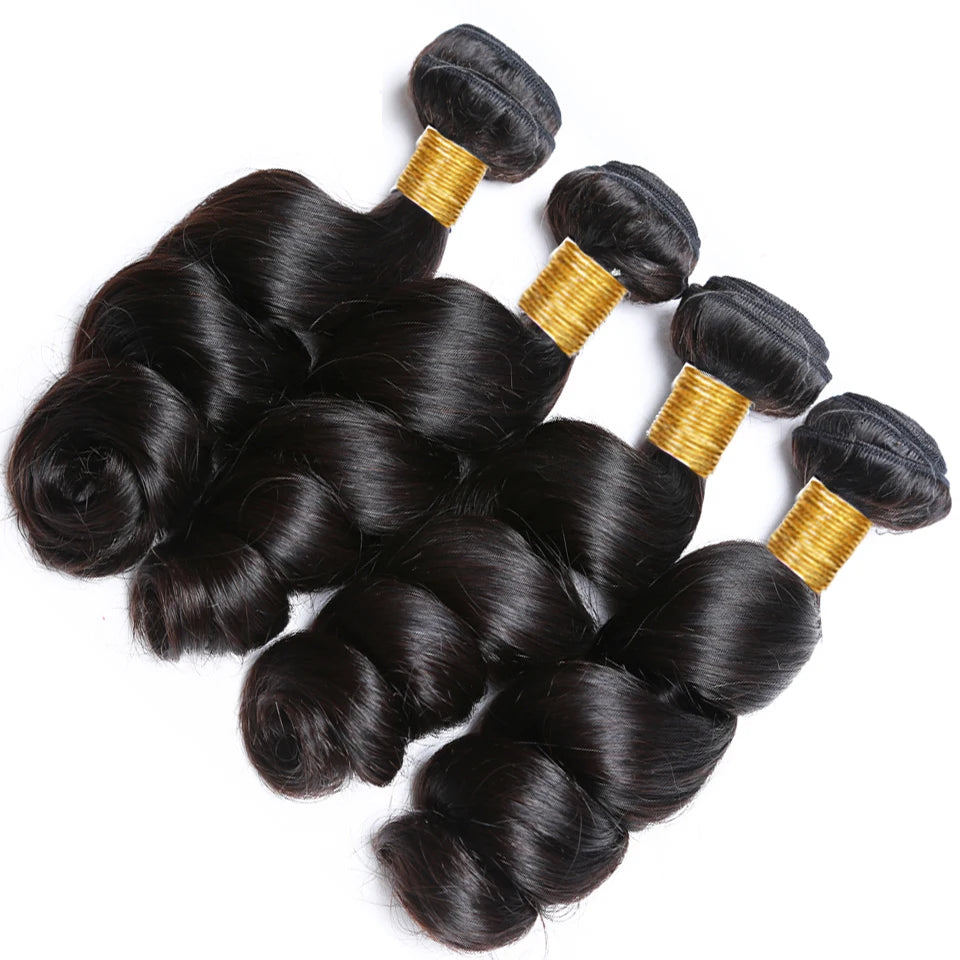 12A Brazilian Loose Wave Bundles With 13x4 Lace Frontal 100% Virgin Human Hair Loose Wave Bundles With 4x4 Closure Natural Color
