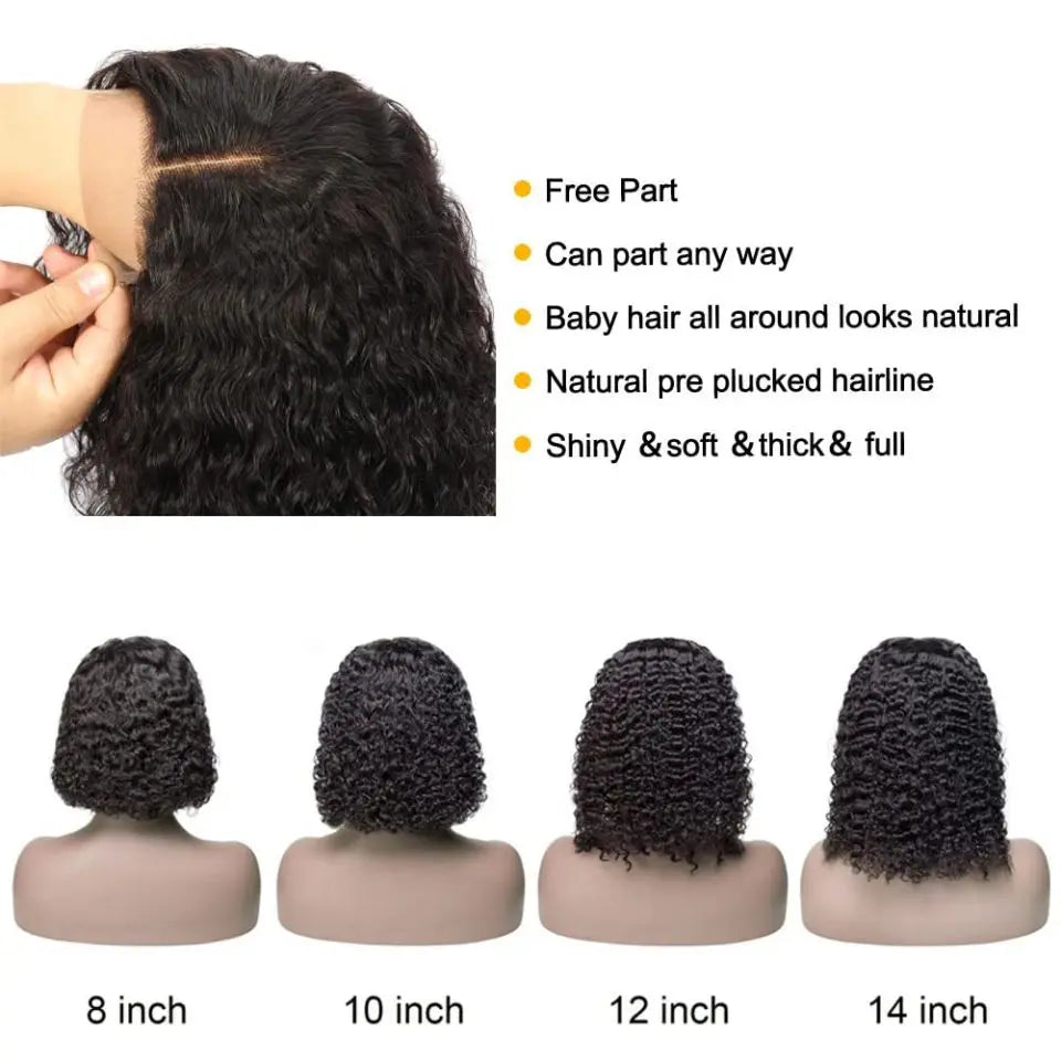 SVT Malaysian Water Wave Bob Wigs 4x4 Lace Closure Human Hair Wigs 180% Density Short Curly Cheap Bob Lace Wig For Black Women