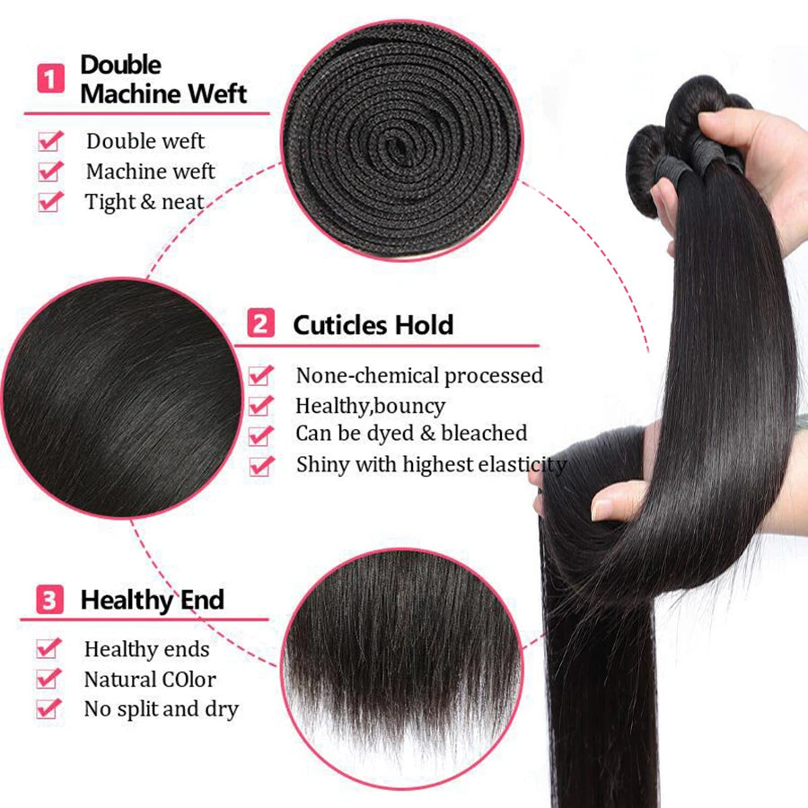 Human Hair Bundles Brazilian Hair Weave Bundles Bone Straight Remy Raw Hair Extensions 3 4 Bundle Virgin Hair Weft 28 30 32 inch