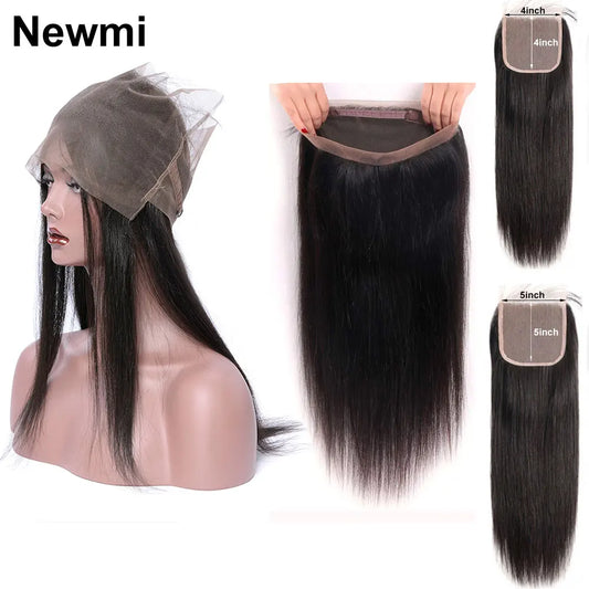 360 Lace Frontal Only Straight Newmi 360 Lace Closure Human Hair Transparent Pre Plucked 4x4 Closure 13x4 Ear to Ear Frontal