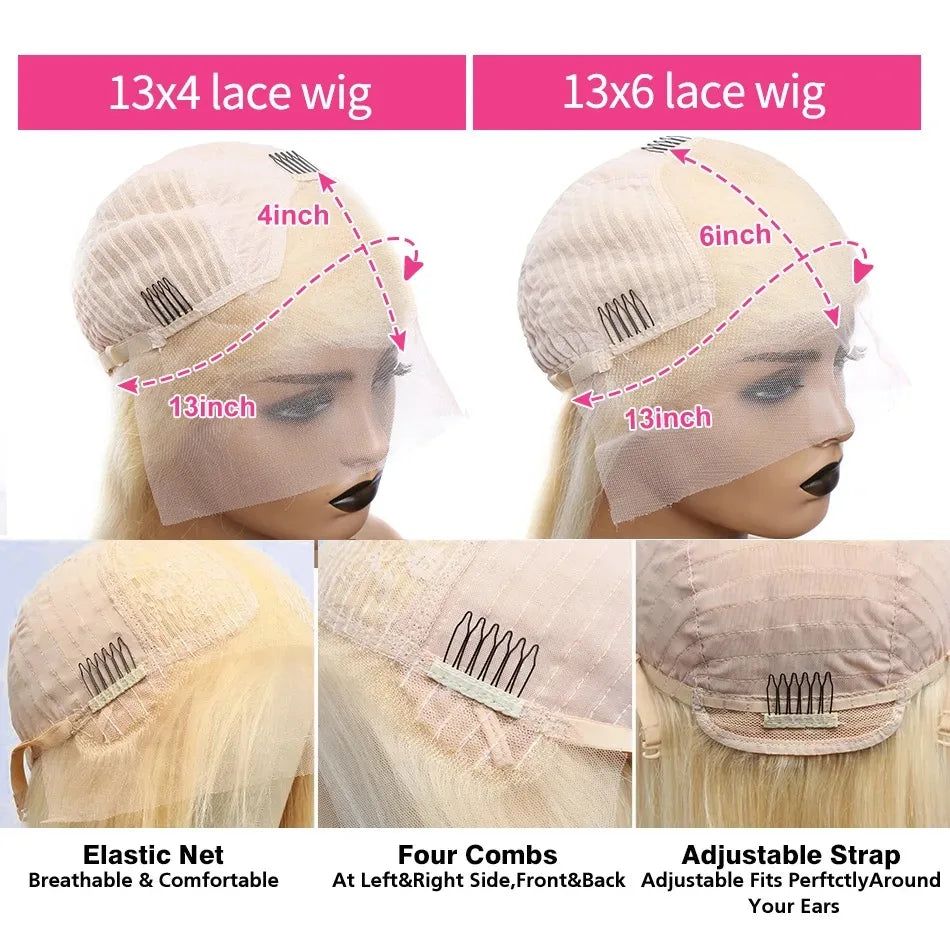 Blonde 613 13X6 HD Lace Frontal Wigs Straight Human Hair Lace Frontal Wigs Pre Plucked 13x4 Lace Front Human Hair Wig For Women