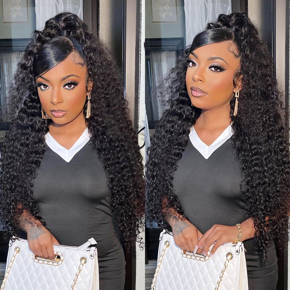 13x4 deep wave frontal Wig deep wave clear HD Lace Front Wig 13x6 Curly Transparent Lace Front Wig human hair Wig Brazilian Bleach Knot Lace Wig for black women
