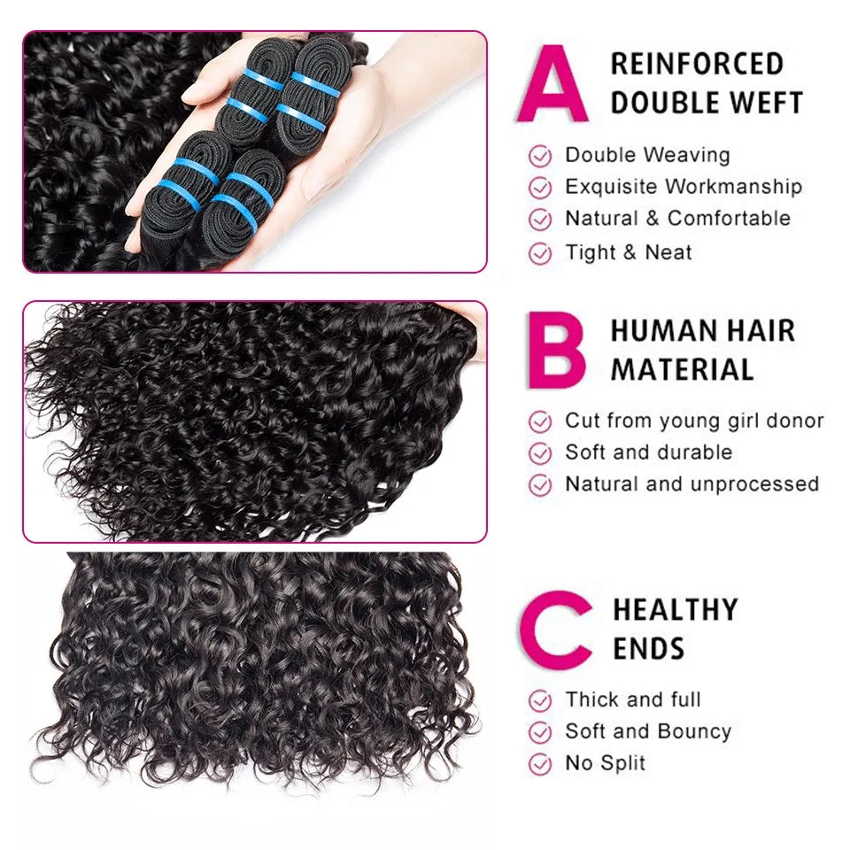 30 Inch Brazilian Water Wave Human Hair Bundles VIPBeauty Water Wave Bundles For Black Women Remy Hiar Extension 1Pcs 3Pcs Deal