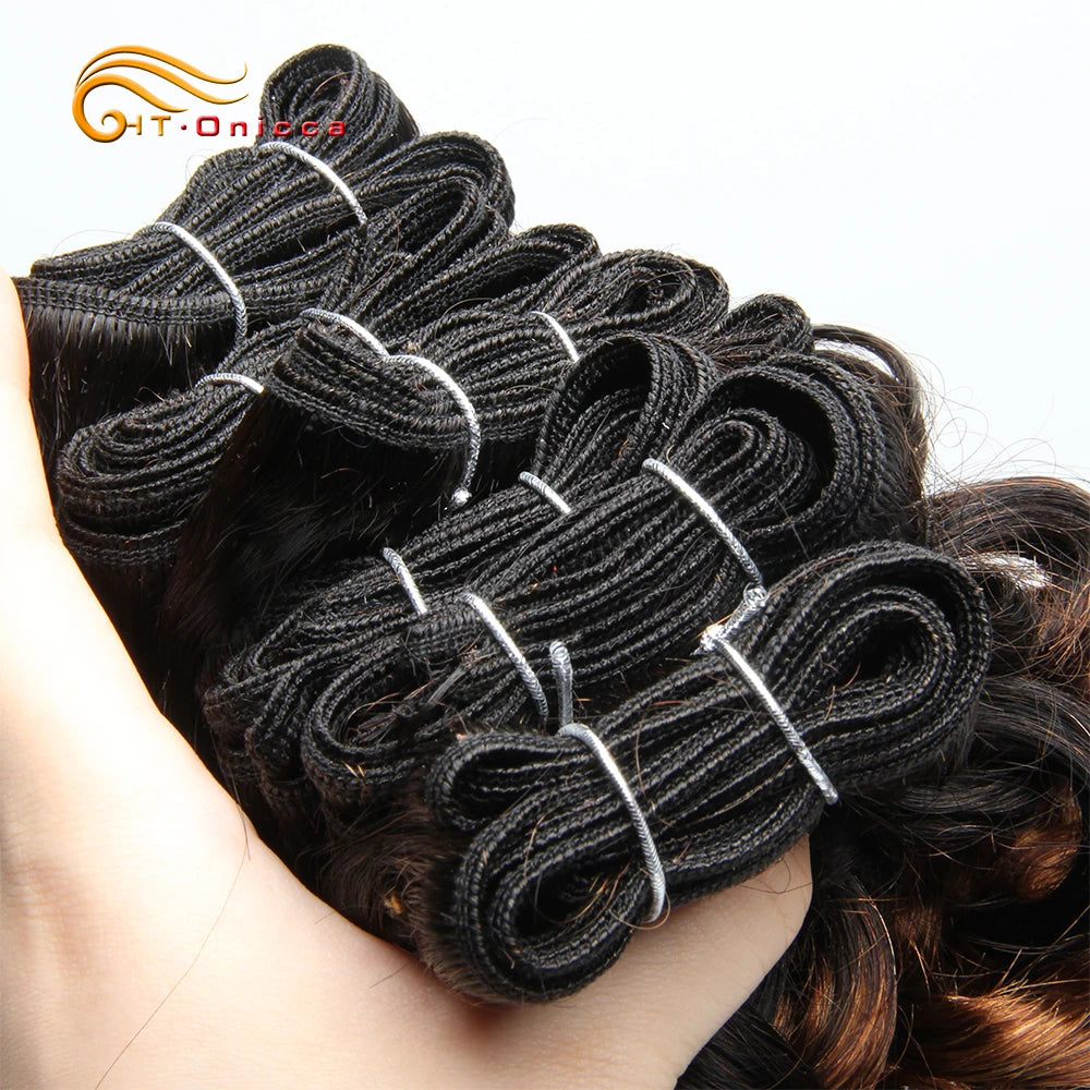 Brazilian Hair Weave Bundles 100% Human Hair Bundles Funmi Hair 6 Pcs Short Curly Hair Bundles Colored Raw Human Hair Extension