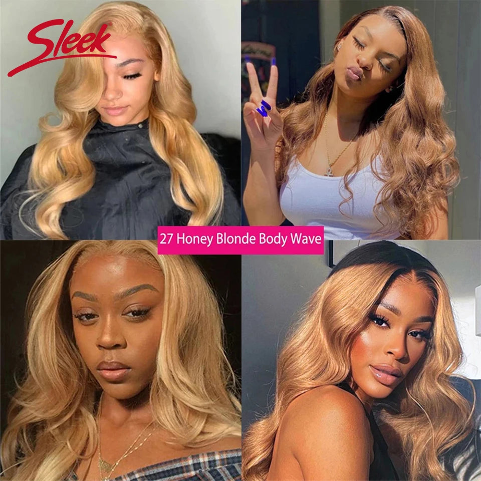 Sleek Blonde 27 Colored Hair Brazilian Body Wave Natural Remy Human Hair Bundles 8 To 26 Inches Sold By 1/3/4 Hair Extension
