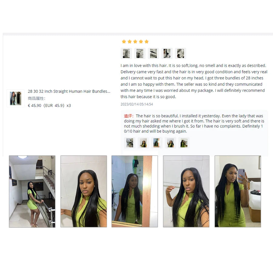 26 26 26 Inch Straight Human Hair Bundles Brazilian Weave 100% Human Hair Extension Natural Black Color Thick Ends Straight Human Hair Bundles 2-5 Days Fast Delivery On Sale Free Shipping