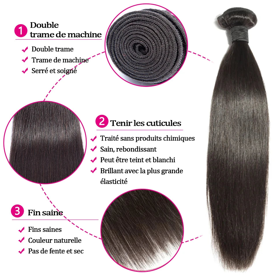 30 32 Inch Straight Human Hair Bundles Brazilian Remy Soft Human Hair Extensions 1/3/4 Bundles Human Hair On Promotion Fast Delivery In 3 Days France Cheap Thick Hair Bundles Natural Human Hair For Women