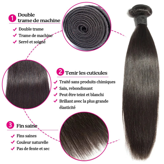 30 32 Inch Straight Human Hair Bundles Brazilian Remy Soft Human Hair Extensions 1/3/4 Bundles Human Hair On Promotion Fast Delivery In 3 Days France Cheap Thick Hair Bundles Natural Human Hair For Women